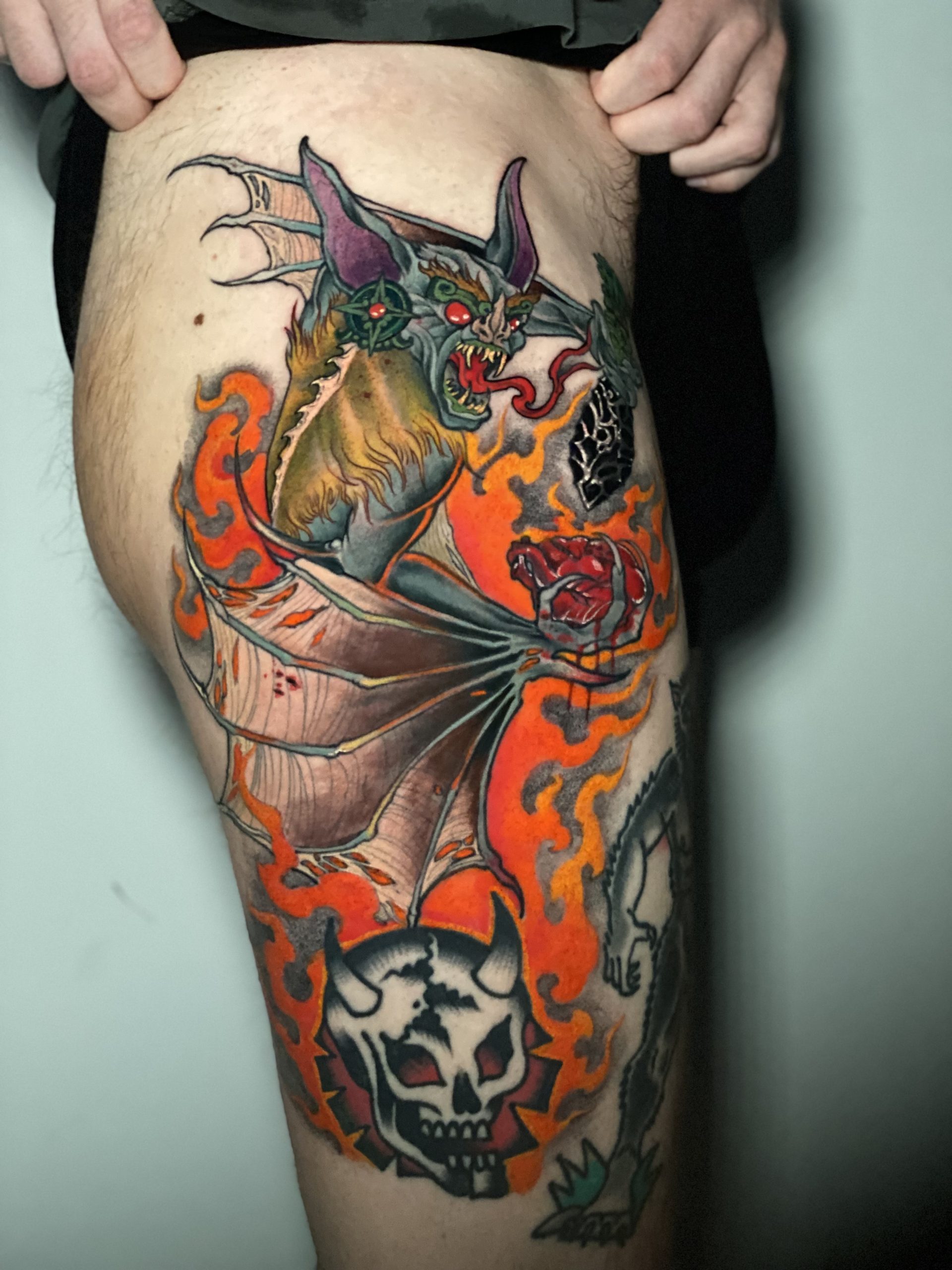 tatouage visage et coeur